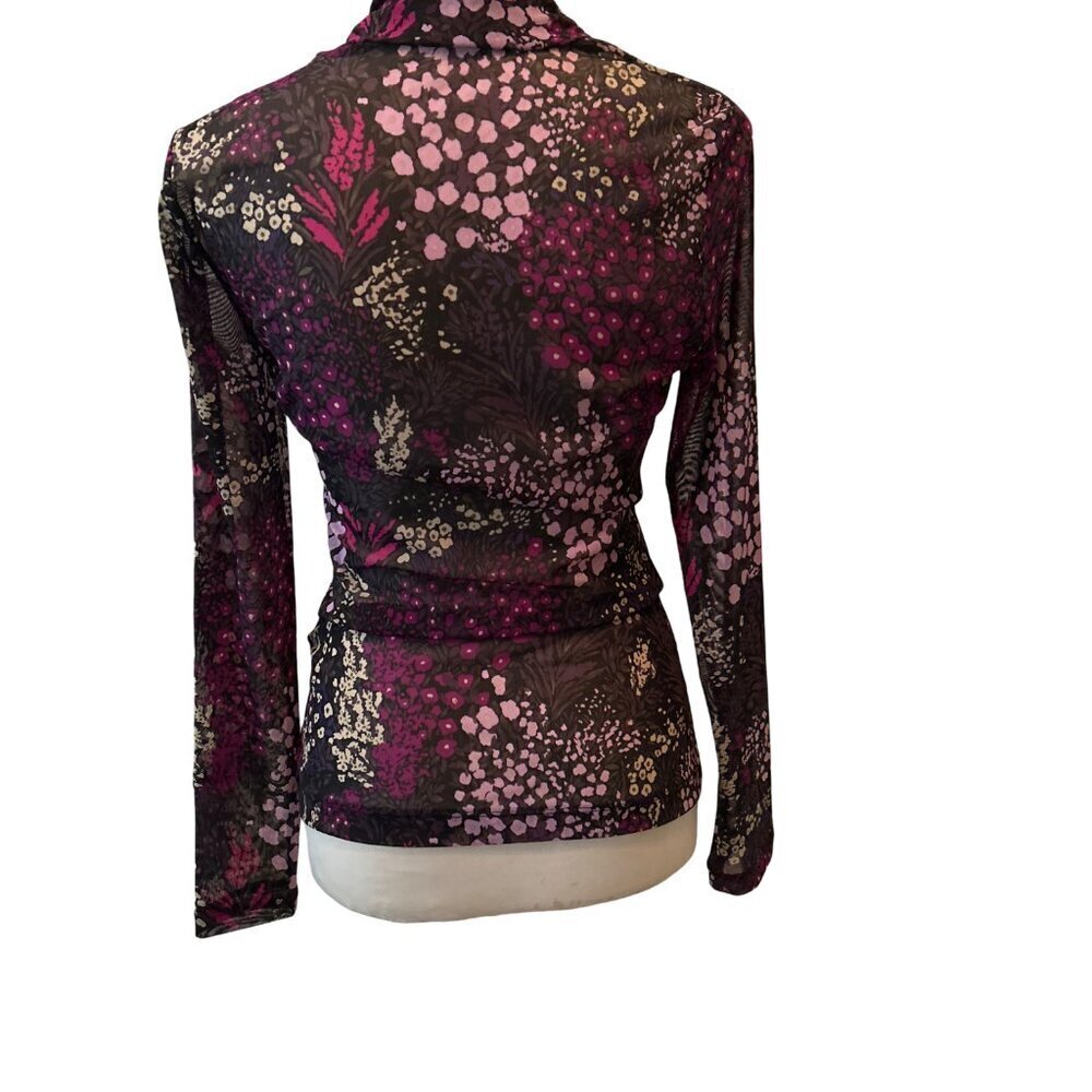 White House Black Market Sheer Floral Long Sleeve Layering Top Women's SZ XSmall - Picture 4 of 6